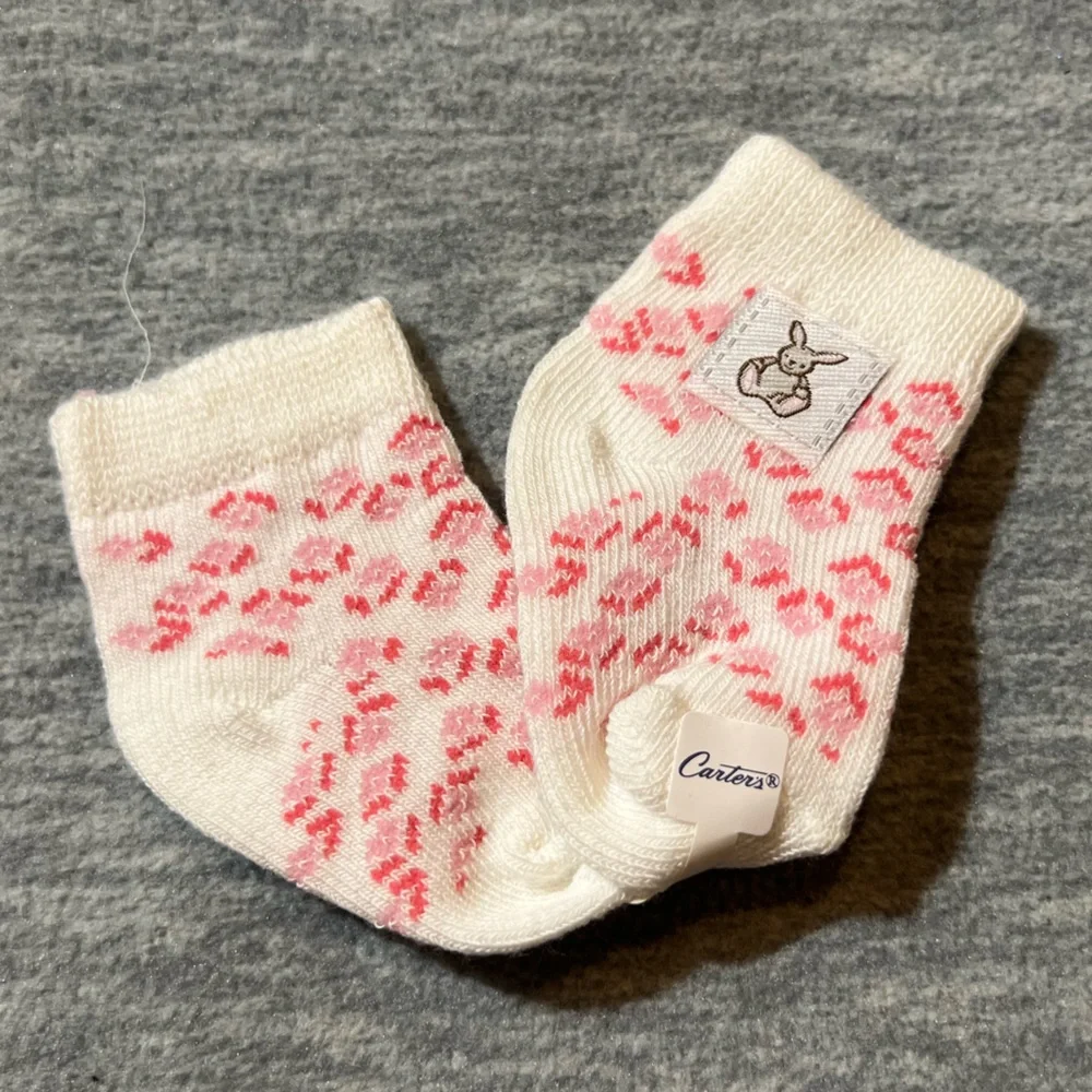Carter’s vintage sock‎ & shoe gift set infants baby 0-3 months pink floral new